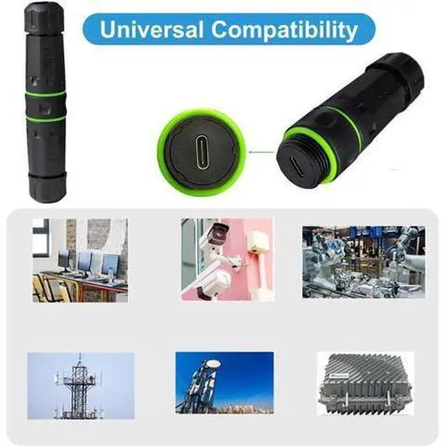Alt view image 2 of 7 - M20 Locking IP68 Waterproof Type-C 10Gbps USB3.1 Female to USB-C Female Extension Adapter Coupler