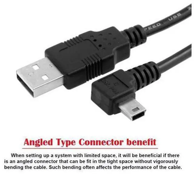 Alt view image 7 of 7 - 5pin Mini USB Type Male Left Angled 90 Degree to USB 2.0 Male Data Charge Cable 50cm