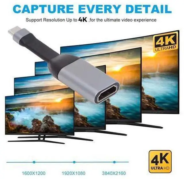 Alt view image 3 of 7 - USB C to HDMI Short Cable Support 4K@60HZ 1440P@60HZ 1080P@60HZ Compatible with Thunderbolt3/4