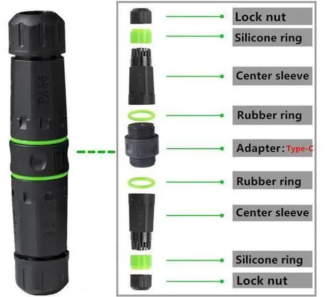 Alt view image 6 of 7 - M20 Locking IP68 Waterproof Type-C 10Gbps USB3.1 Female to USB-C Female Extension Adapter Coupler