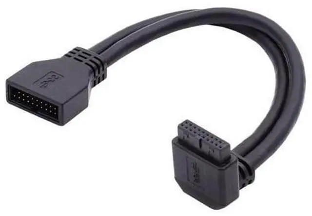 Main image of USB 3.0 Front Panel Header 19/20Pin Male to Female 90 Degree UP Angled Mainboard Header Port Extension Cable Adapter