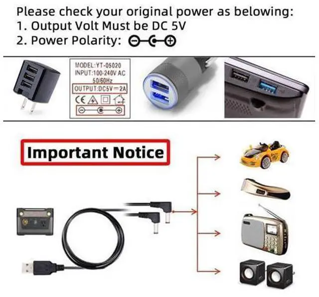 Alt view image 2 of 7 - USB 2.0 Type A Male 1 to 2 DC 5.5x2.1mm Y Splitter 90 Degree Angled DC 5V Power Plug Barrel Connector Charge Cable 4.9FT