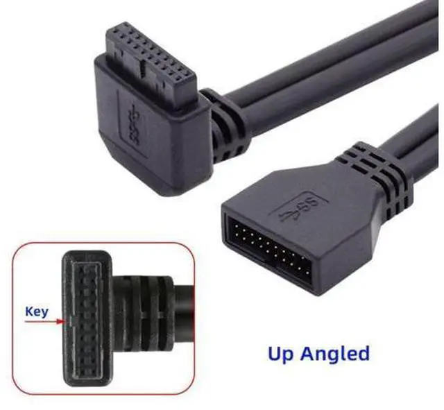 Alt view image 4 of 7 - USB 3.0 Front Panel Header 19/20Pin Male to Female 90 Degree UP Angled Mainboard Header Port Extension Cable Adapter