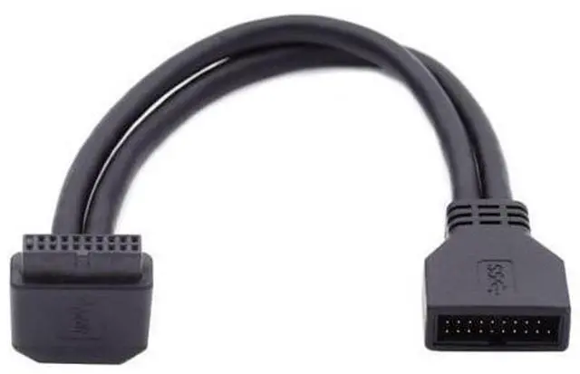 Alt view image 6 of 7 - USB 3.0 Front Panel Header 19/20Pin Male to Female 90 Degree UP Angled Mainboard Header Port Extension Cable Adapter
