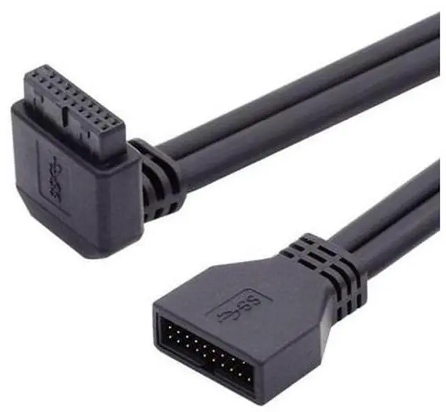 Alt view image 7 of 7 - USB 3.0 Front Panel Header 19/20Pin Male to Female 90 Degree UP Angled Mainboard Header Port Extension Cable Adapter