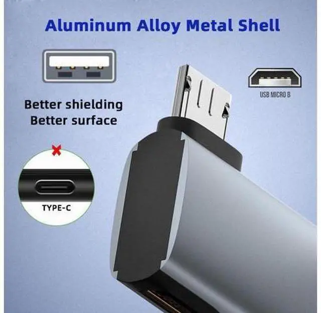 Alt view image 5 of 7 - 2 in 1 Micro USB OTG Power Adapter Micro USB Male to USB 2.0 Female 90 Degree Right Angled Connector Adapter