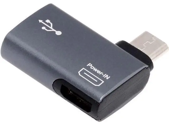 Alt view image 7 of 7 - 2 in 1 Micro USB OTG Power Adapter Micro USB Male to USB 2.0 Female 90 Degree Right Angled Connector Adapter
