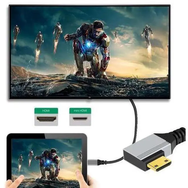 Alt view image 5 of 7 - 90 Degree Left Angled Mini HDMI 2.1 Ultra Thin HDTV Cable 8K 4K Hyper Super Flexible Slim Cord Type-A to Type-C for Camera HDTV 50cm