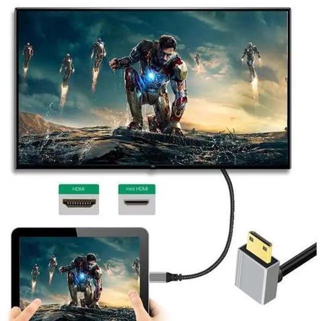 Alt view image 5 of 7 - 90 Degree Down Angled Mini HDMI 2.1 Ultra Thin HDTV Cable 8K 4K Hyper Super Flexible Slim Cord Type-A to Type-C for Camera HDTV 50cm
