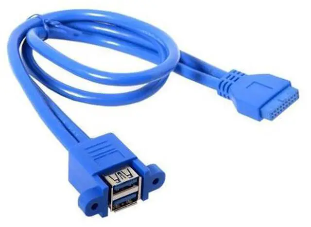 Alt view image 3 of 7 - USB 3.0 Front Panel Header 19/20Pin 1 Male to 2 USB 3.0 Female Panel Port Extension Cable 0.5M with Panel Mount Holes