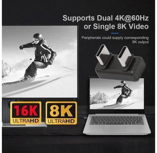 Alt view image 3 of 7 - USB C Extender Adapter,USB 5.0 Type C Male to Male 180 Degree Angled Adapter Support 80Gbps Data Transfer PD 240W Fast Charging 16K/8K/5K Video Output