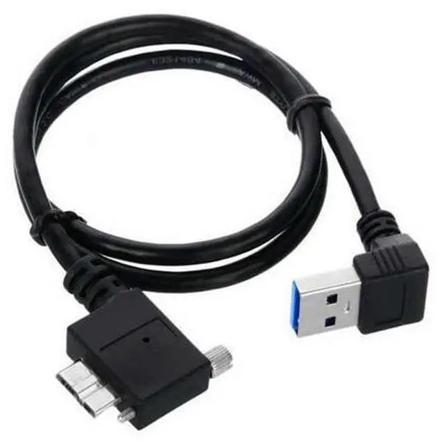 Main image of USB 3.0 to Micro USB 3.0 90 Degree Left Angled with Locking Screw Panel Cable 0.5M