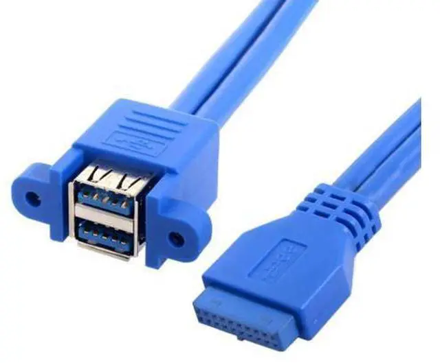 Alt view image 4 of 7 - USB 3.0 Front Panel Header 19/20Pin 1 Male to 2 USB 3.0 Female Panel Port Extension Cable 0.5M with Panel Mount Holes