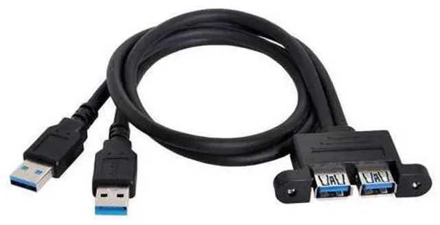 Main image of USB 3.0 Front Panel Header 2 Male to 2 USB 3.0 Female Panel Port Extension Cable 0.5M with Panel Mount Holes