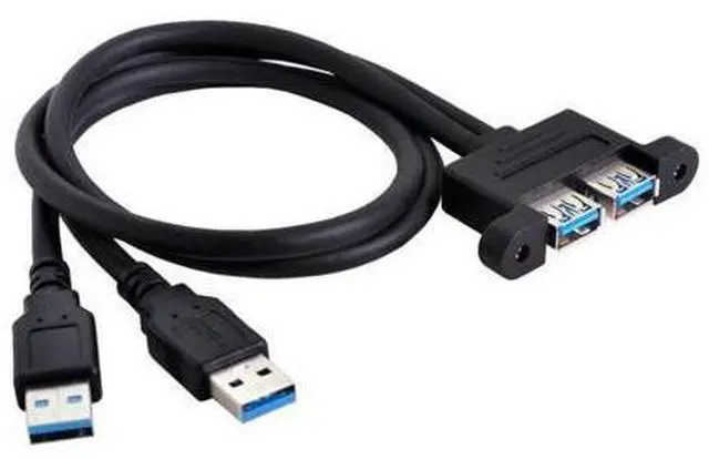 Alt view image 4 of 7 - USB 3.0 Front Panel Header 2 Male to 2 USB 3.0 Female Panel Port Extension Cable 0.5M with Panel Mount Holes