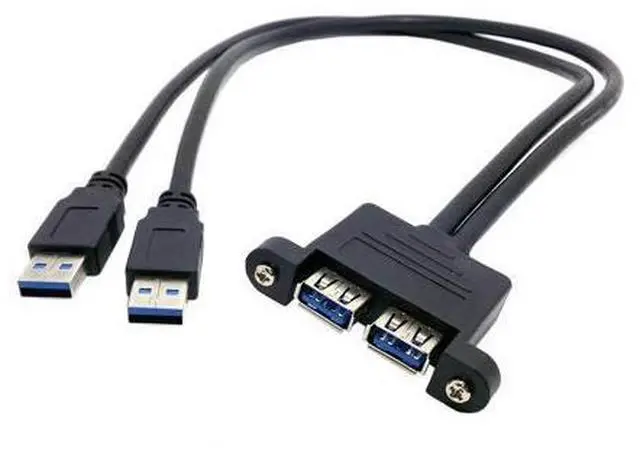 Alt view image 5 of 7 - USB 3.0 Front Panel Header 2 Male to 2 USB 3.0 Female Panel Port Extension Cable 0.5M with Panel Mount Holes