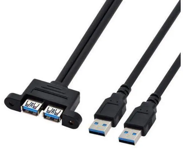 Alt view image 6 of 7 - USB 3.0 Front Panel Header 2 Male to 2 USB 3.0 Female Panel Port Extension Cable 0.5M with Panel Mount Holes