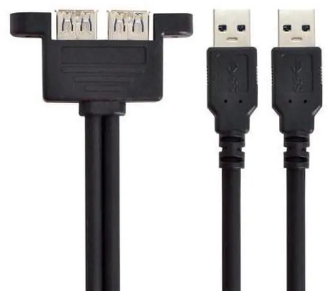 Alt view image 7 of 7 - USB 3.0 Front Panel Header 2 Male to 2 USB 3.0 Female Panel Port Extension Cable 0.5M with Panel Mount Holes