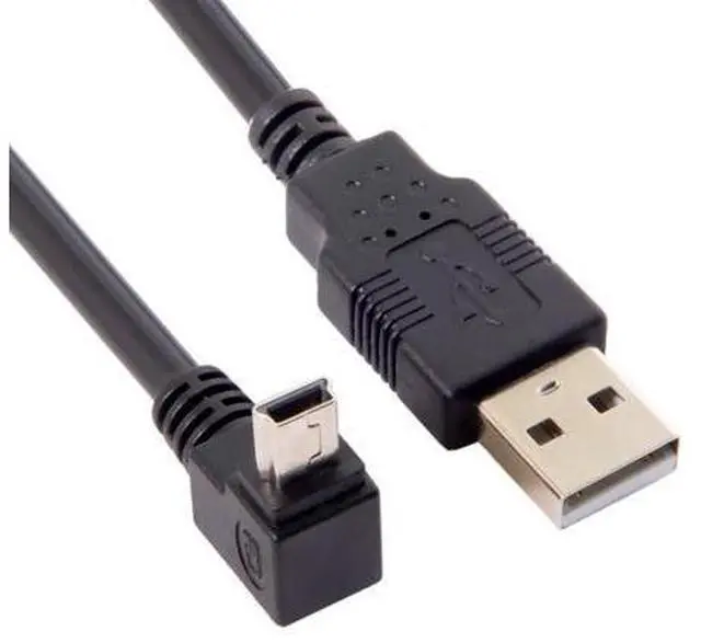 Main image of Mini USB B Type 5pin Male UP Angled 90 Degree to USB 2.0 Male Data Cable 5 Meters with EMI Ferrite Core 50cm