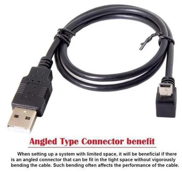 Alt view image 7 of 7 - Mini USB B Type 5pin Male UP Angled 90 Degree to USB 2.0 Male Data Cable 5 Meters with EMI Ferrite Core 50cm