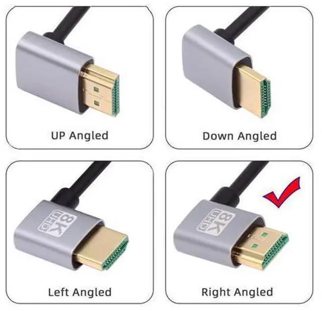 Alt view image 2 of 7 - HDMI 2.1 Ultra Thin HDTV Cable 8K 4K Hyper Super Flexible Slim Cord Right Angled 90 Degree Type-A Male to Male for Computer HDTV 50CM