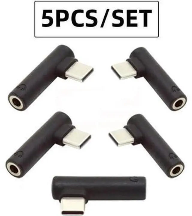 Alt view image 7 of 7 - 5pcs/Set Type-C to 3.5mm Earphone Adapter 90 Degree Angled Type USB-C 3.1 Male to AUX Audio Female