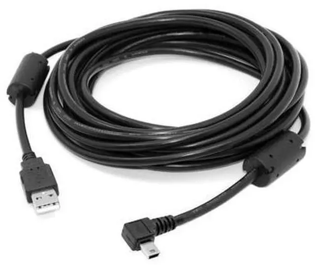 Alt view image 3 of 7 - Mini USB B Type 5pin Male Left Angled 90 Degree to USB 2.0 Male Data Cable 5 Meters with EMI Ferrite Core