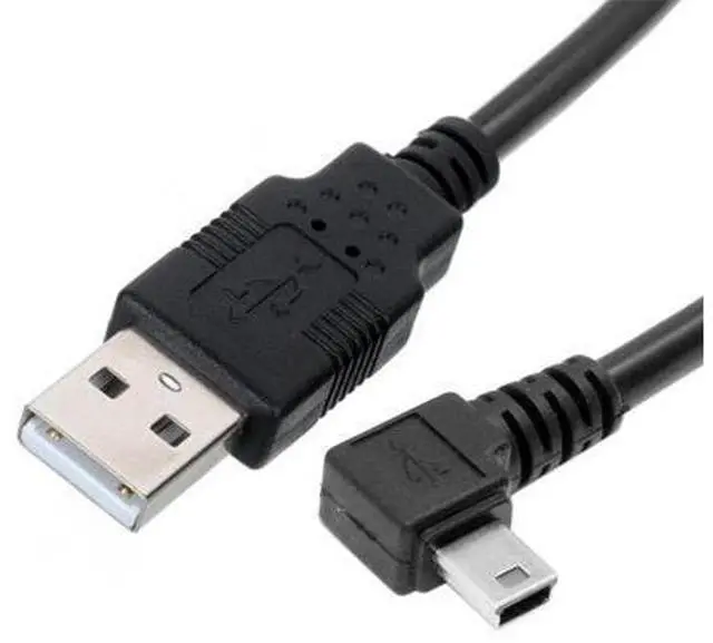 Alt view image 6 of 7 - Mini USB B Type 5pin Male Left Angled 90 Degree to USB 2.0 Male Data Cable 5 Meters with EMI Ferrite Core