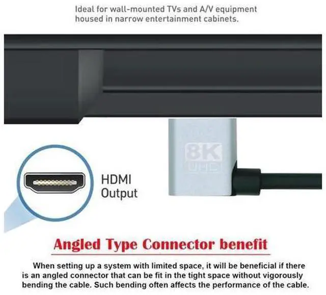 Alt view image 6 of 7 - HDMI 2.1 Ultra Thin HDTV Cable 8K 4K Hyper Super Flexible Slim Cord Left Angled to Right Angled 90 Degree Type-A for Computer HDTV