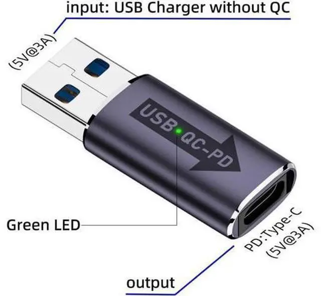 Alt view image 4 of 7 - 2pcs/lot USB 2.0 A Male QC to PD USB-C Type C Female 5Gbps Data Power Adapter for Laptop Tablet Phone