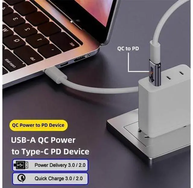 Alt view image 3 of 7 - 2pcs/lot USB 2.0 A Male QC to PD USB-C Type C Female 5Gbps Data Power Adapter for Laptop Tablet Phone