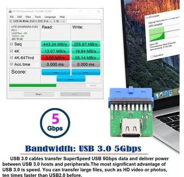 Alt view image 3 of 7 - Single Port USB 3.1 Type C USB-C Female to USB 3.0 Motherboard 19pin 20pin Header Adapter PCBA 5Gbps
