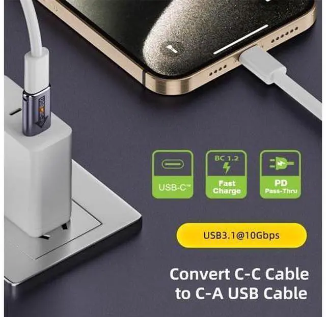 Alt view image 7 of 7 - 2pcs/lot USB 2.0 A Male QC to PD USB-C Type C Female 5Gbps Data Power Adapter for Laptop Tablet Phone