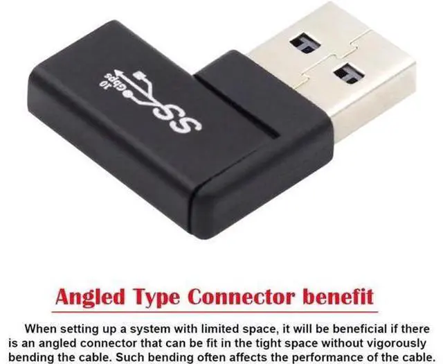 Alt view image 4 of 7 - USB-C Type C Female to USB 3.0 A Male Data Adapter Flat Horizontal 90 Degree Right Angled for Laptop Desktop