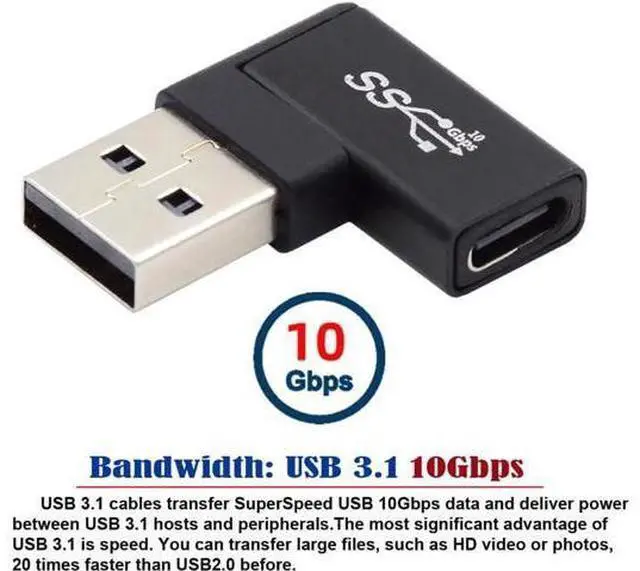 Alt view image 5 of 7 - USB-C Type C Female to USB 3.0 A Male Data Adapter Flat Horizontal 90 Degree Right Angled for Laptop Desktop