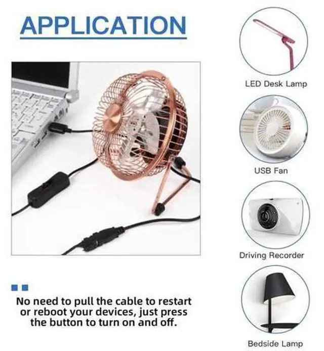 Alt view image 7 of 7 - USB2.0 Cable with On Off Power Switch Button USB Type-A Male to Female for DC 5V Desk Lamp Fan Camera
