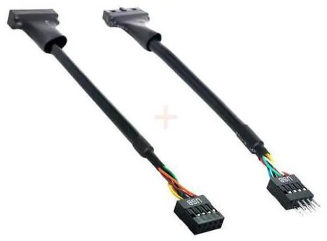 Alt view image 7 of 7 - 2 Pack USB 2.0 Front Panel Header 9/10Pin Male/Female to 19/20Pin Male/Female Mainboard Header Gender Changer Cable Adapter