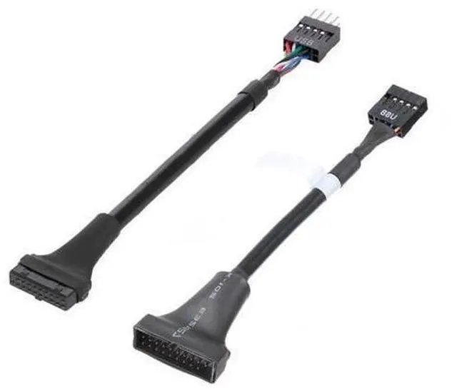 Alt view image 6 of 7 - 2 Pack USB 2.0 Front Panel Header 9/10Pin Male/Female to 19/20Pin Male/Female Mainboard Header Gender Changer Cable Adapter
