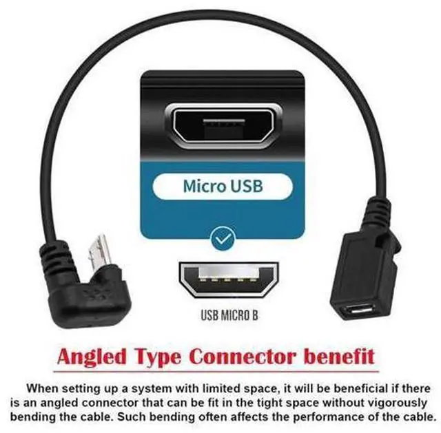 Alt view image 3 of 7 - 5Pin Micro USB 2.0 Male to Female Power Data Extension Cable Opposite U Shape Back Angled Type for Phone Laptop