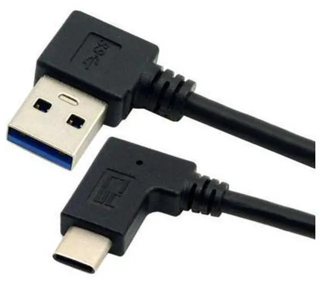 Main image of Reversible USB 3.1 USB-C Angled to 90 Degree Left Angled A Male Data Cable for Tablet Mobile Phone 30cm Type-02