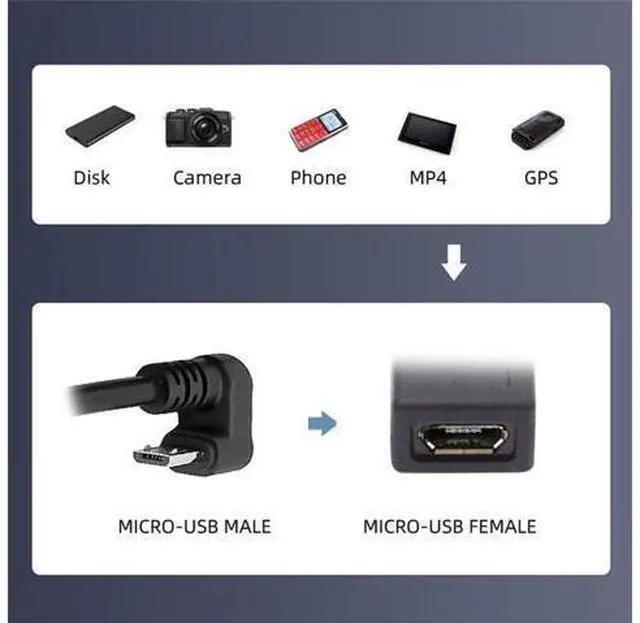 Alt view image 4 of 7 - 5Pin Micro USB 2.0 Male to Female Power Data Extension Cable Opposite U Shape Back Angled Type for Phone Laptop