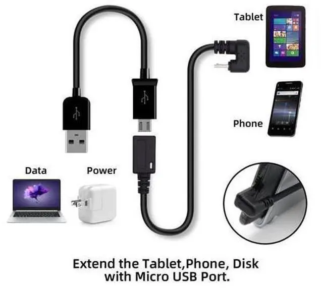 Alt view image 6 of 7 - 5Pin Micro USB 2.0 Male to Female Power Data Extension Cable Opposite U Shape Back Angled Type for Phone Laptop