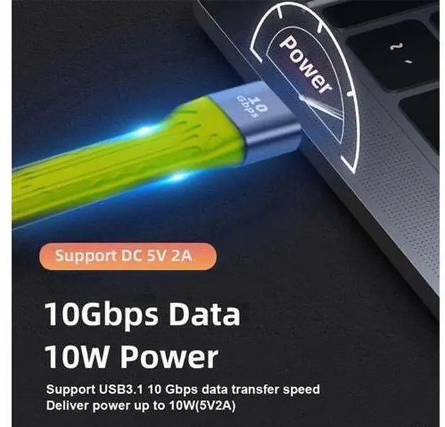 Alt view image 7 of 7 - Yellow USB 3.1 Type C Male Host to USB3.0 Type A Female OTG Flat Slim FPC Data Cable for Laptop & Phone