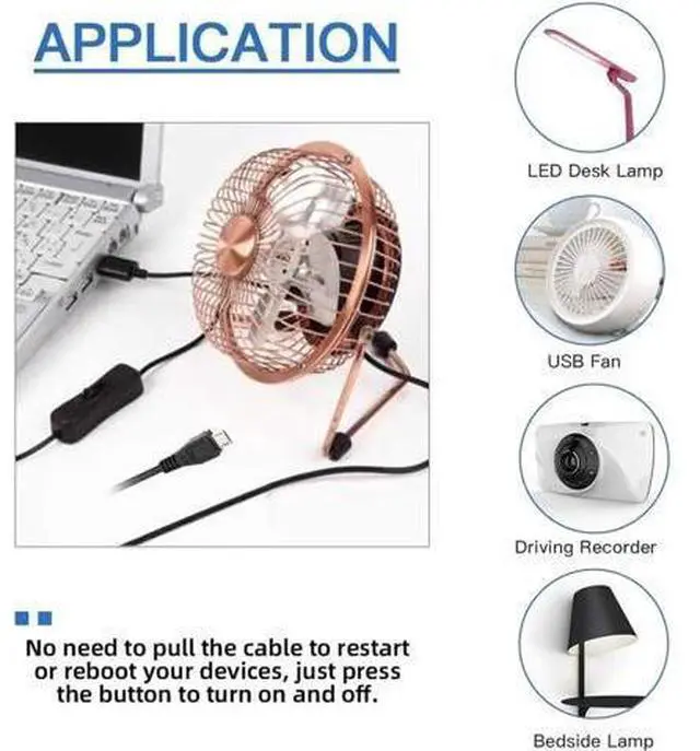 Alt view image 7 of 7 - Micro USB2.0 to Type-A Cable with On Off Power Switch Button Micro 5Pin for DC 5V Desk Lamp Fan Camera