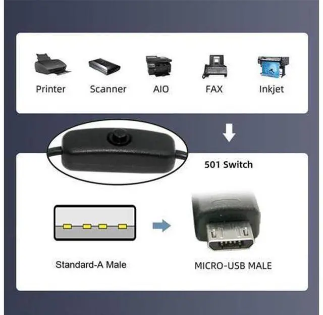 Alt view image 6 of 7 - Micro USB2.0 to Type-A Cable with On Off Power Switch Button Micro 5Pin for DC 5V Desk Lamp Fan Camera