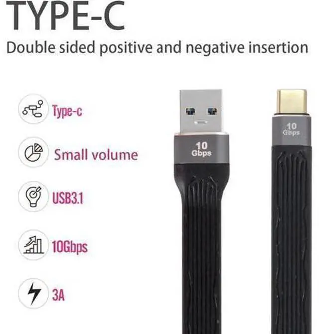 Alt view image 6 of 7 - 10Gbps USB 3.1 Type C Male Host to USB3.0 Type A Male Flat Slim FPC Data Cable for Laptop & Phone