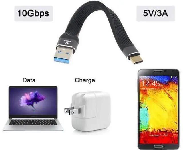 Alt view image 7 of 7 - 10Gbps USB 3.1 Type C Male Host to USB3.0 Type A Male Flat Slim FPC Data Cable for Laptop & Phone