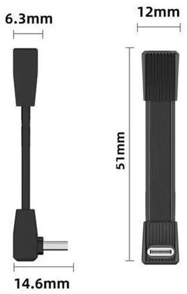 Alt view image 3 of 7 - 240W USB5.0 80Gbps FPC Flat Slim USB Type C Extension Cable Male to Female Up Angled 90 Degree 16K 8K 60Hz 5K 51MM
