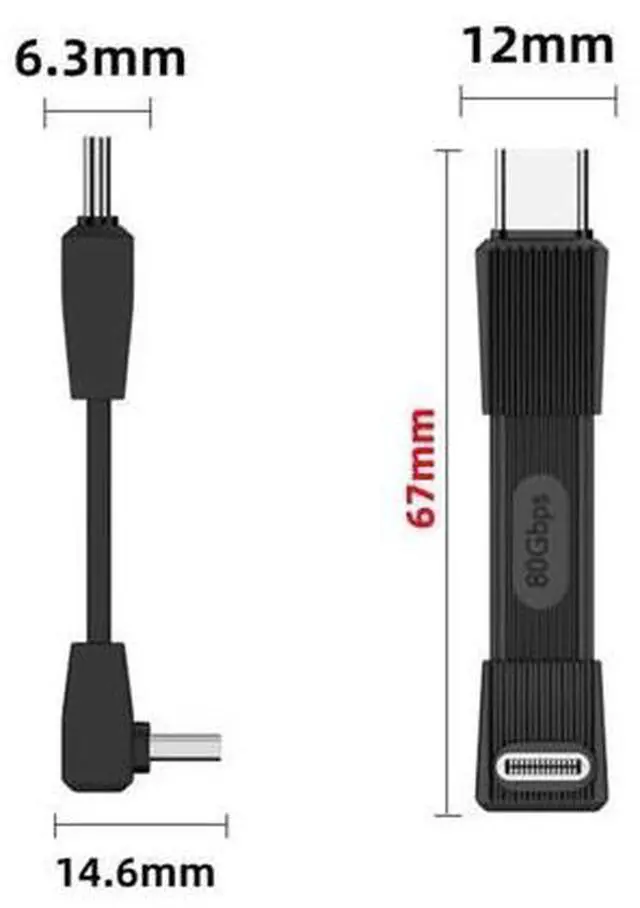 Alt view image 3 of 7 - 240W USB5.0 80Gbps FPC Flat Slim USB Type C Extension Cable Male to Male Up Angled 90 Degree 16K 8K 60Hz 5K 67MM