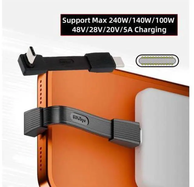 Alt view image 5 of 7 - 240W USB5.0 80Gbps FPC Flat Slim USB Type C Extension Cable Male to Male Up Angled 90 Degree 16K 8K 60Hz 5K 67MM